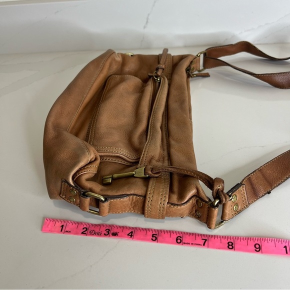 Vintage Y2K Fossil Brown Pebbled Leather Crossbody Shoulder Bag Adjustable Strap - Picture 8 of 8